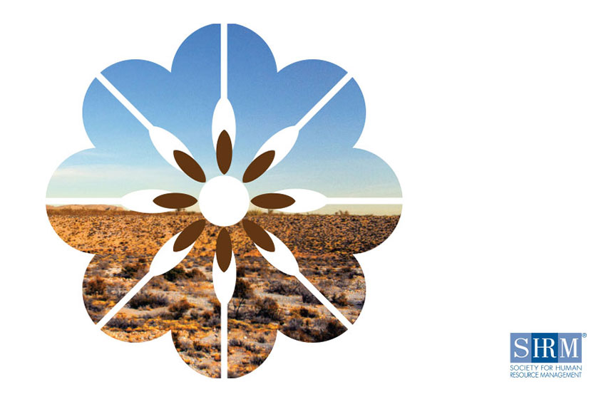 desert photo inside shape of flower on white background